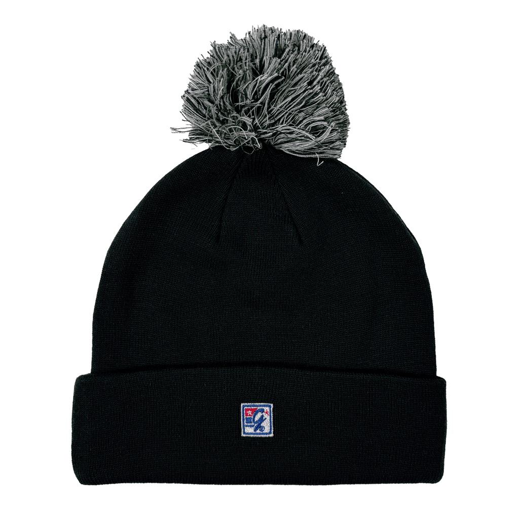 Script Logo Navy PomPom Beanie